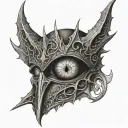 saurons mask with eye of sauron above it tattoo design idea