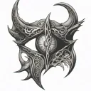 saurons mask with eye of sauron above it tattoo design idea