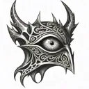 saurons mask with eye of sauron above it tattoo design idea