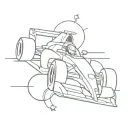 A minimalist design of a Formula 1 car racing through a poker hand tattoo design idea