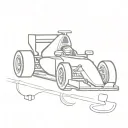 A minimalist design of a Formula 1 car racing through a poker hand tattoo design idea