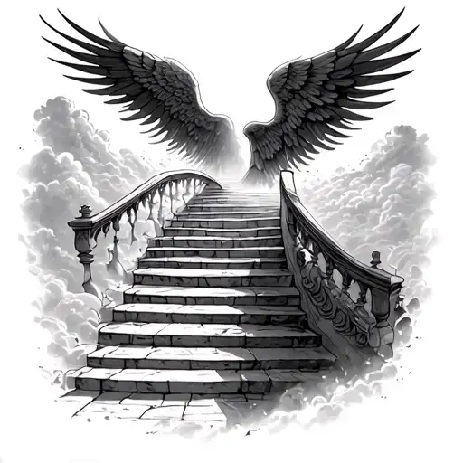 half sleeve fade into heaven stairs going into heaven tattoo design idea
