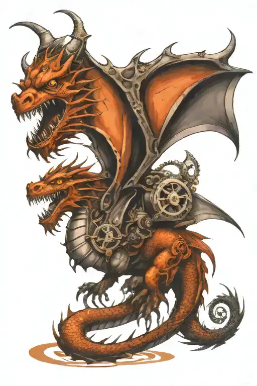 dragon and steampunk inspired tattoo tattoo design idea