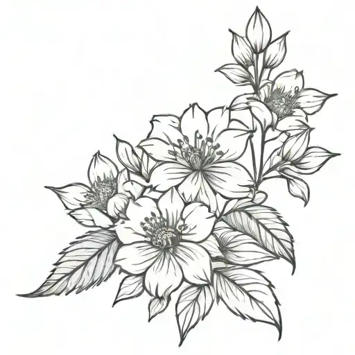 2 april, august, september, november, and december birth flowers tattoo design idea
