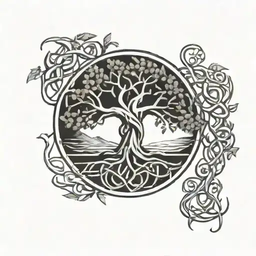 Celtic Tree of life intertwined tattoo design idea