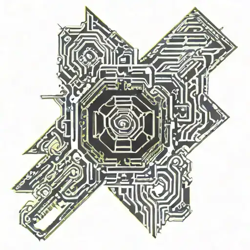 Cyber sigilism for a shoulder, either something that relates to technology or the morse code for "stay" tattoo design idea