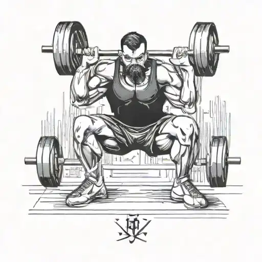 barbell squat tattoo design idea