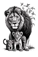 Lion, lioness And 2 Cubs Tattoo tattoo design idea
