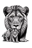 Lion, lioness And 2 Cubs Tattoo tattoo design idea