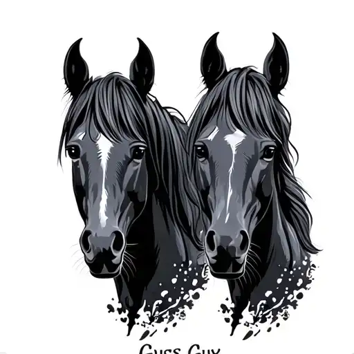 two horses, with the name Gus and Guy included. tattoo design idea