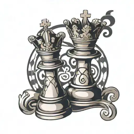 queen chess piece incorporating symbols tattoo design idea