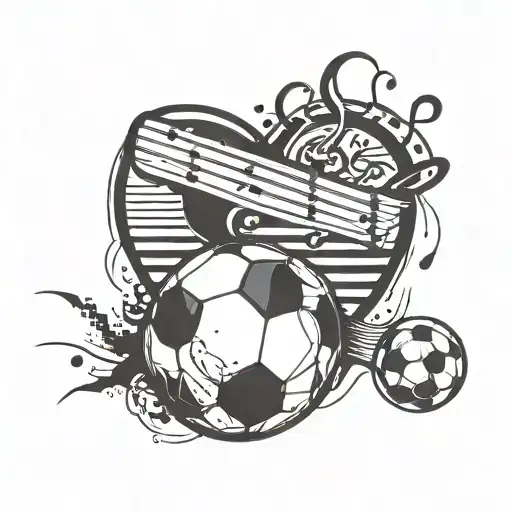 A tattoo design combining music notes and soccer elements to represent your love for both passions tattoo design idea