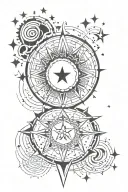 stars and moon mandala design incorporating elements tattoo design idea