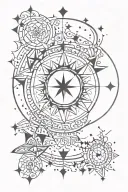 stars and moon mandala design incorporating elements tattoo design idea