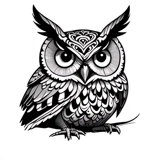mandala owl tattoo design idea