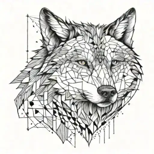An intricate financial chart or graph with subtle wolf imagery intertwined tattoo design idea