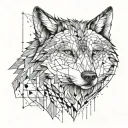 An intricate financial chart or graph with subtle wolf imagery intertwined tattoo design idea