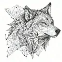 An intricate financial chart or graph with subtle wolf imagery intertwined tattoo design idea