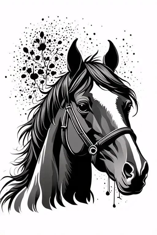 horse with white blaze tattoo design idea