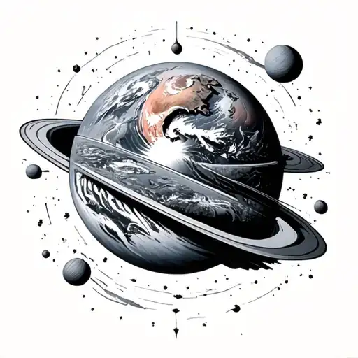 flat earth tattoo design idea