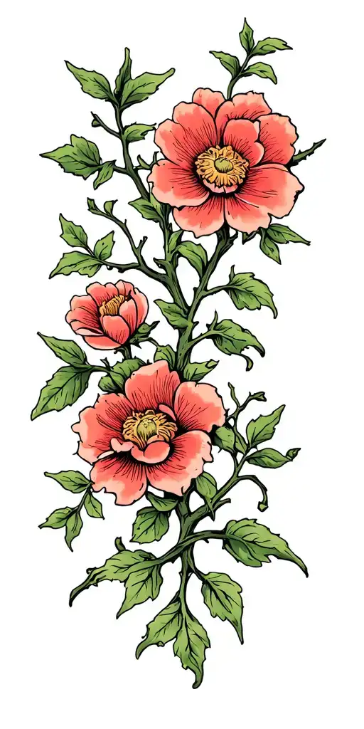 Thick vines and thorns and flowers  tattoo design idea