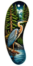 Mountians, Flowing water, Pine trees, gret blue heron tattoo design idea
