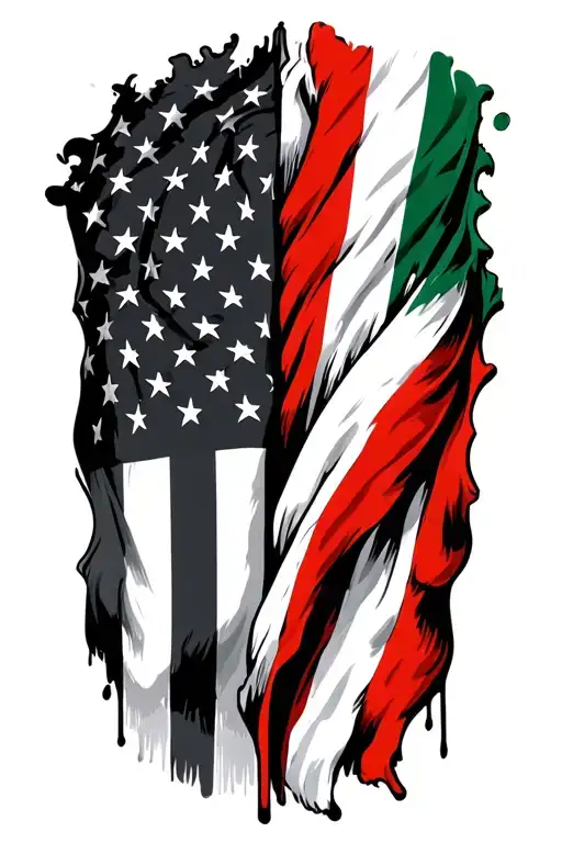 Italian and American flag tattoo design idea