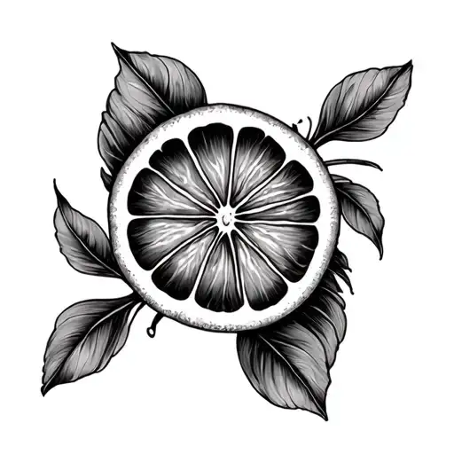 orange slice cut tattoo design idea