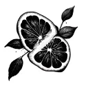 orange slice cut tattoo design idea