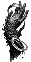 sauron hovering a hand above a ring wraith tattoo design idea