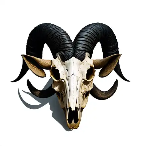 head of goat skull, darkness, front tattoo design idea