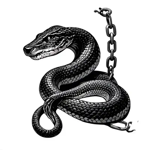 SNAKE WITH CHAIN LINKS tattoo design idea