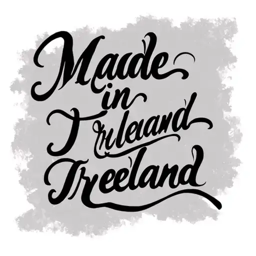  small minimalistic fine line calligraphy tattoo for wrist. Add minimalist Celtic detail. Text to read Made in Ireland  tattoo design idea