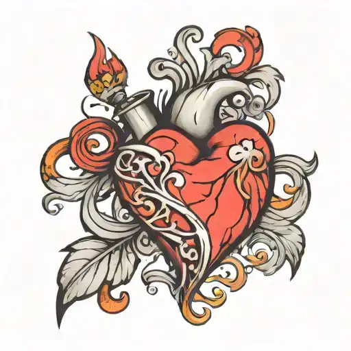messy heart tattoo design idea