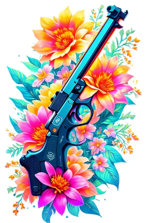 Fortnite exotic holo twister with flowers surrounding the gun tattoo design idea