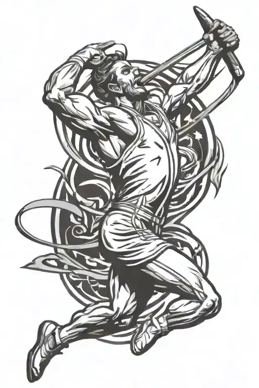 track and field javelin thrower that involves christianity tattoo design idea