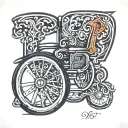The word power, and the letter p should be in the design of a wheelchair logo tattoo design idea