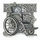 The word power, and the letter p should be in the design of a wheelchair logo tattoo design idea
