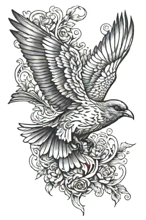 bird in flight tattoo design idea