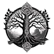 Celtic runes and tree Back tattoo tattoo design idea