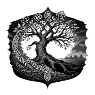 Celtic runes and tree Back tattoo tattoo design idea