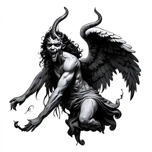 angel killing devil tattoo design idea