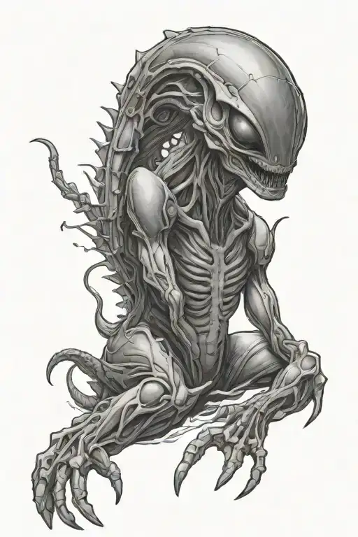 alien, reptile, ocean tattoo design idea