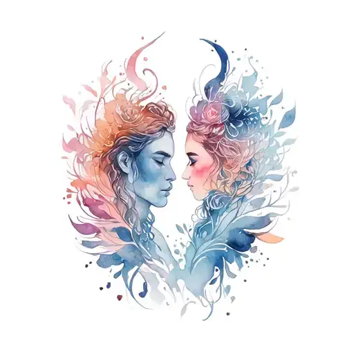 twin flames soulmates tattoo design idea
