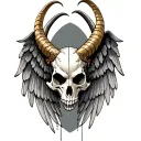 capricorn skull wing tattoo design idea