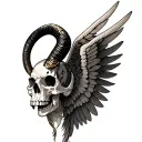 capricorn skull wing tattoo design idea