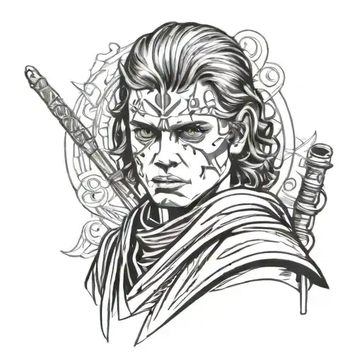 Anakin skywalker with sith eyes looking tattoo design idea