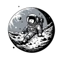 space exploration theme kid cudi inspired man on the moon tattoo design idea