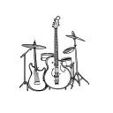 drums , saxophone and bass guitar only tattoo design idea