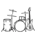 drums , saxophone and bass guitar only tattoo design idea